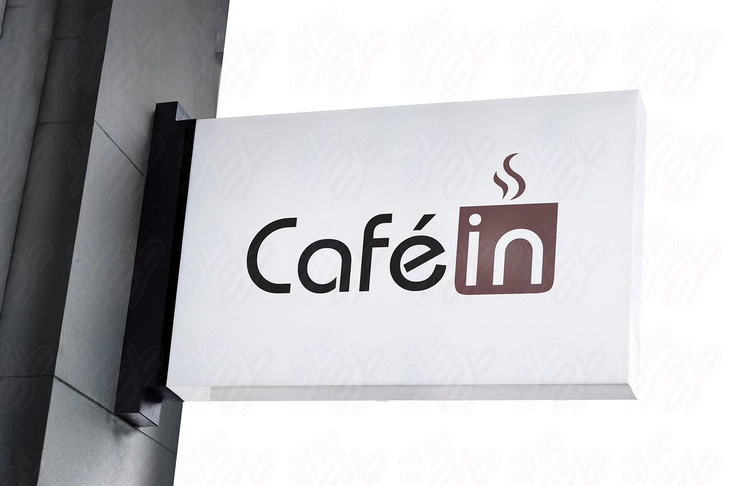 Signboard mockup psd on a wall